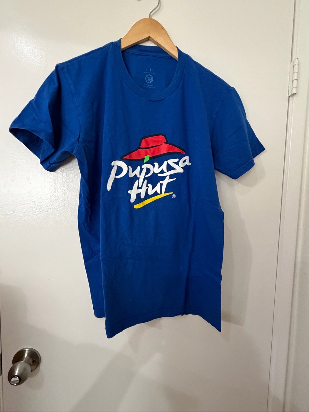 Pupusa Hut Men's Blue Logo T-Shirt